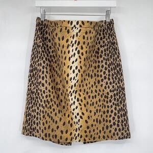 Women's Michael Kors Cheetah Print Mini Brown Black Skirt 10 Petite